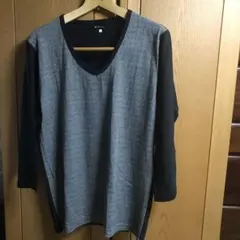 ハウンドトゥースパターン 七分袖カットソー