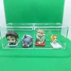 鬼滅の刃&犬猫ミニフィギュア 4体セットケース付き
