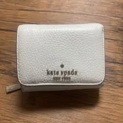 kate spade ライトグレー★三つ折り財布 レザー ミニ財布
