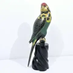 中国伝統工芸 七宝焼 景泰藍 セキセイインコ 鳥 置物 木製台座付き 中国伝統工芸 七宝焼 景泰藍 セキセイインコ 鳥 置物 木製台座付き