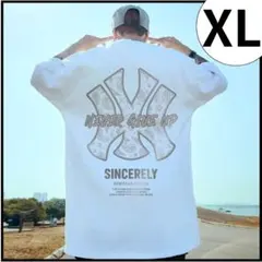 【再入荷】Tシャツ　メンズ　白　ストリート　XL　ユニセックス　ヒップホップ