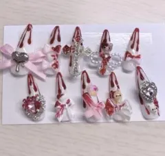 量産型 地雷系 平成女児 魔法少女 ピンク ネイルチップ 血 ねこ いちご