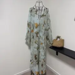H＆M リゾート　ワンピース　XL 花柄　オレンジ　グリーン
