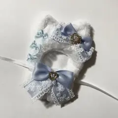 猫耳ヘッドドレス 白と水色