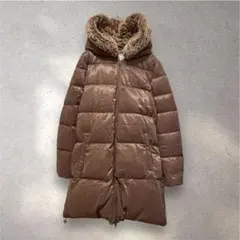 BACK NUMBER ファーフード　ダウンロングコート　グレージュ