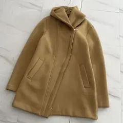 自由区 大きいサイズ44 ウールビーバー フーデッドコート キャメル 2XL