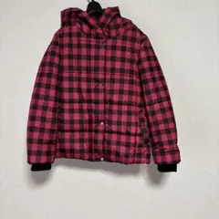GＵフード付きハーフジャケットピンクと黒の格子模様