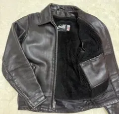 美品】Schott 641 立ち襟シングルライダースジャケット ボアライナー付