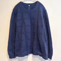 ネイビー レース編み セーター【2XL】