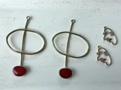 アクセサリーパーツ ハンドメイド素材 no.6 フープ 赤 顔 モチーフ 個性的