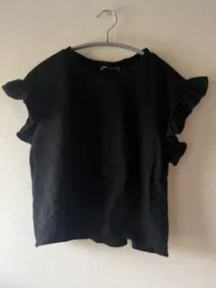 ZARA フリル袖 黒 Tシャツ
