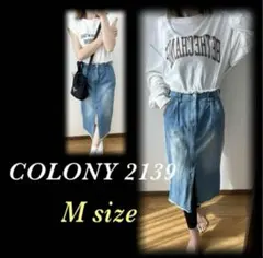 COLONY2139 タイトスカート バイカラー デニムスカート M グレーのサムネイル