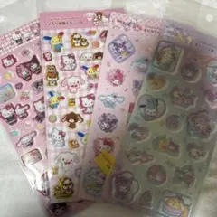 サンリオ　すりガラス風シール　サンリオ Sanrio ラメ入り樹脂もりシール