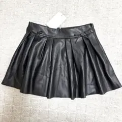 ZARA 黒い合成皮革風　プリーツスカート 11-12歳用