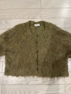 hellam シャギーニットプルオーバー 深Vネック ピスタチオ F