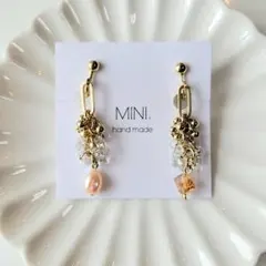 再販！メタルビーズクリアビーズ大人可愛いピアスイヤリング