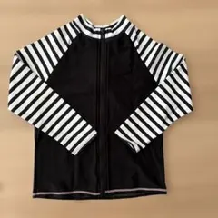 ラッシュガード　ブラック/ストライプ フルジップ ラッシュガード