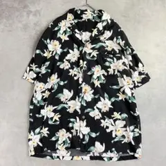 KAHALA】アロハシャツ 黒 ハワイ製 開襟 花柄 モノトーン M相当 - メルカリ