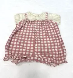 【美品】バースデー　チェック　ロンパース　70