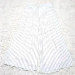 イング ストライプ ワイド パンツ ホワイト【M】カジュアル シンプル 裏地