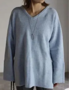 Bonjoursagan Vネック袖リブニット