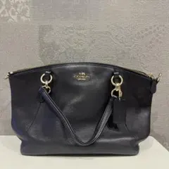 COACH レザーショルダーバッグ ネイビー
