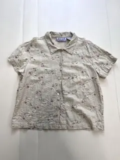 ヴィンテージ 花柄 刺繍リネンシャツ