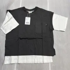 新品　BREEZE 半袖　Tシャツ　重ね着風　カットソー　140 チャコール