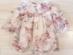 カラフル チュール ドレス ベビードレス 80 コトリ 花柄 ワンピース