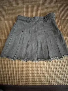 gu グレーデニムプリーツミニスカート　Sサイズ