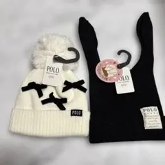 POLO ベビー帽子セット ホワイト&ブラック 48cm