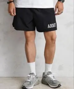 【新品・未使用】アメリカ軍 ARMY IPFU ナイロンショーツ M 黒のサムネイル
