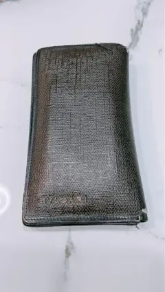 ブルガリ 長財布 二つ折り サークルロゴ レザー ダークグレー