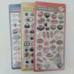 ボンボンドロップシール　食べ物　3枚セット　新品　日本食　おにぎり　お寿司