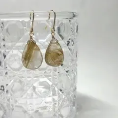 1点作品☆ ブラウンゴールドルチルクォーツピアス イヤリングに変更