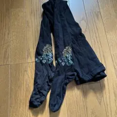 サニークラウズ花柄タイツ 黒