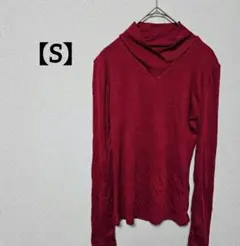 【S】赤い長袖トップス ワインレッド