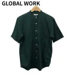 グローバルワーク　GLOBAL WORK 半袖シャツ ダークグリーン　メンズM