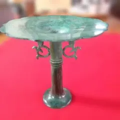 美品】金谷浄雲 唐銅 吊舟花入 共箱・吊鎖・花留め完備 茶道具 高岡