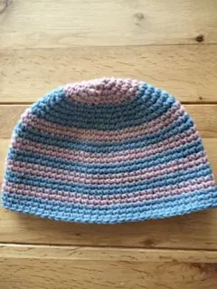 ビーニー　ニット帽　ハンドメイド　編み物　ボーダー