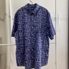 CHAPS ラルフローレン 総柄 半袖シャツ XLサイズ ネイビー/ホワイト