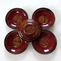 木製　漆器　茶托5枚セット