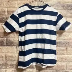 GUネイビー　ホワイト　ストライプ 半袖 Tシャツ　【S】 tシャツ