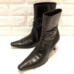 【極美品】黒 レザー ANNEKLEIN ショート ブーツ 37(23.5cm)