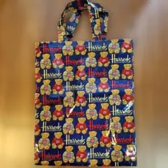 ハロッズ　トートバッグ　マチ有り　A4サイズ収納可　ベア柄　底板無し