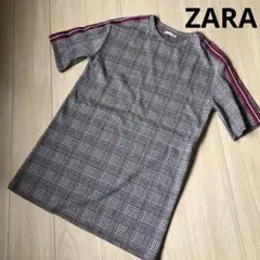 ZARA TRAFALUC 千鳥格子　肩ライン　チュニック　ワンピース