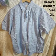 【人気☆Brooks Brothers】青　白　チェックシャツ　羊　サイズXL