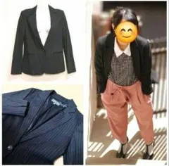 インディヴィ　INDIVI　ストライプ　テーラードジャケット　ワールド　日本製