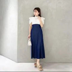 MERCURYDUO シアーチェックラッフルドッキングワンピース