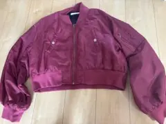 バーガンディ クロップド MA-1 ジャケット M